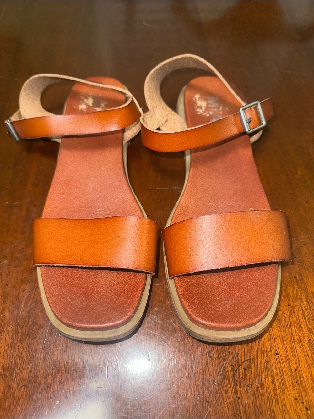MIA Women's Tan Brown Leather Ankle-Strap Sandals